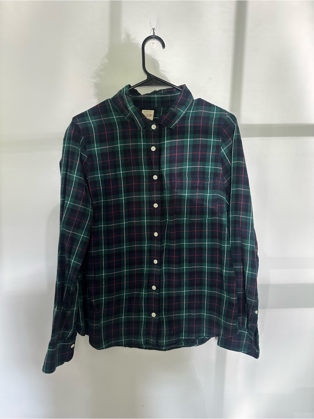 J. Crew Factor Green, Blue, Red, White Plaid Flannel shirt size Medium